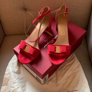 Salvatore Ferragamo red suede sandals
